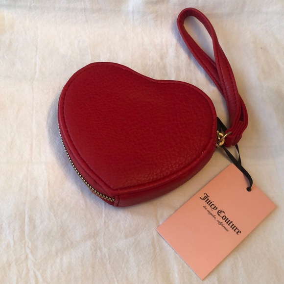 Juicy Couture Cool Red No Rules Heart Zip Around Wristlet JC Logo NWT - Picture 9 of 16
